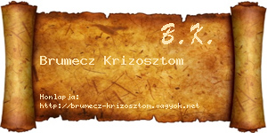 Brumecz Krizosztom névjegykártya